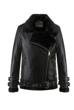 Carica l'immagine nel visualizzatore di Gallery, Giacca in ecopelle con interno in pelliccia sintetica