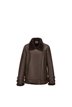 Carica l'immagine nel visualizzatore di Gallery, Giacca in ecopelle con interno in pelliccia sintetica