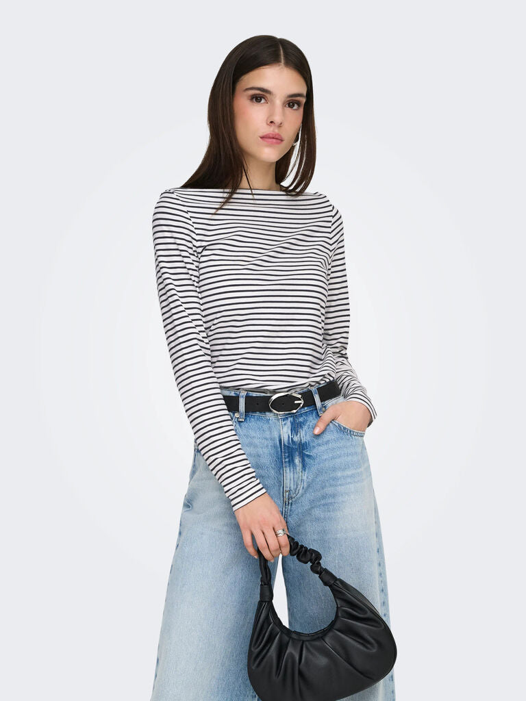 Maglia donna a righe manica lunga