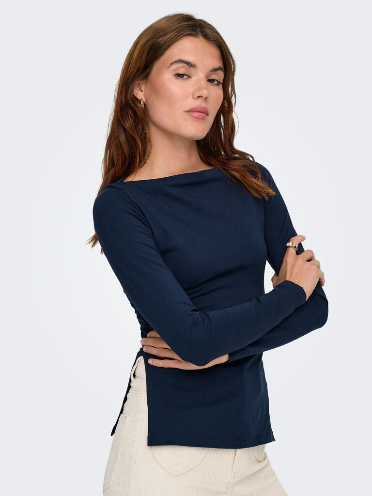 Maglia donna a righe manica lunga