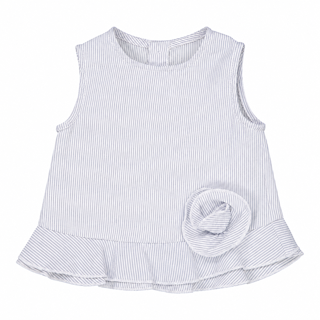 BLUSA RIGATA CON FIORE