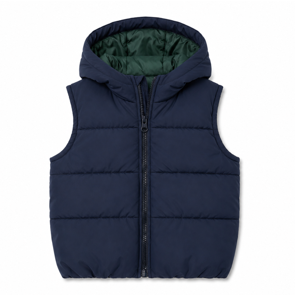 Gilet trapuntato con cappuccio