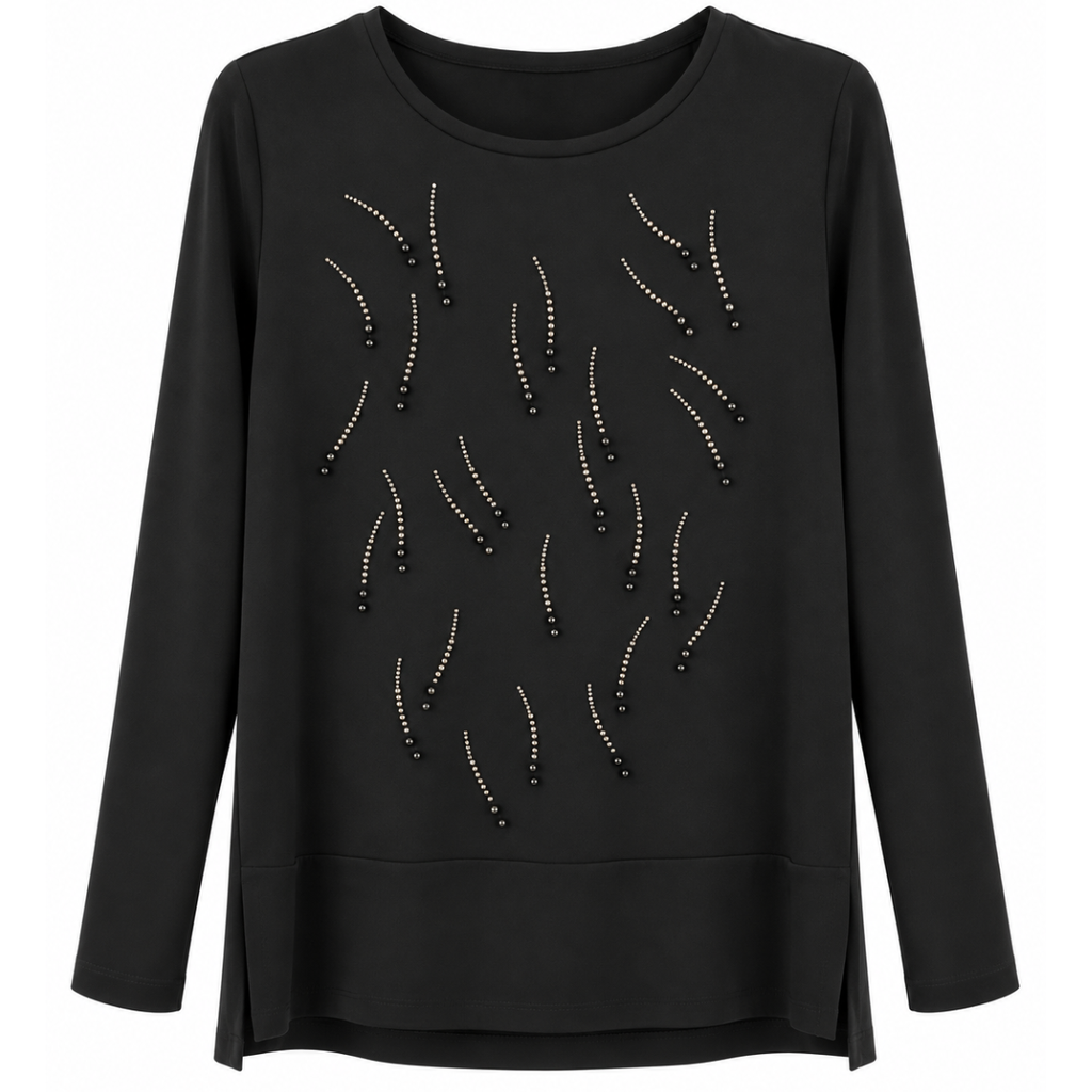 MAGLIA CON PERLINE E STRASS