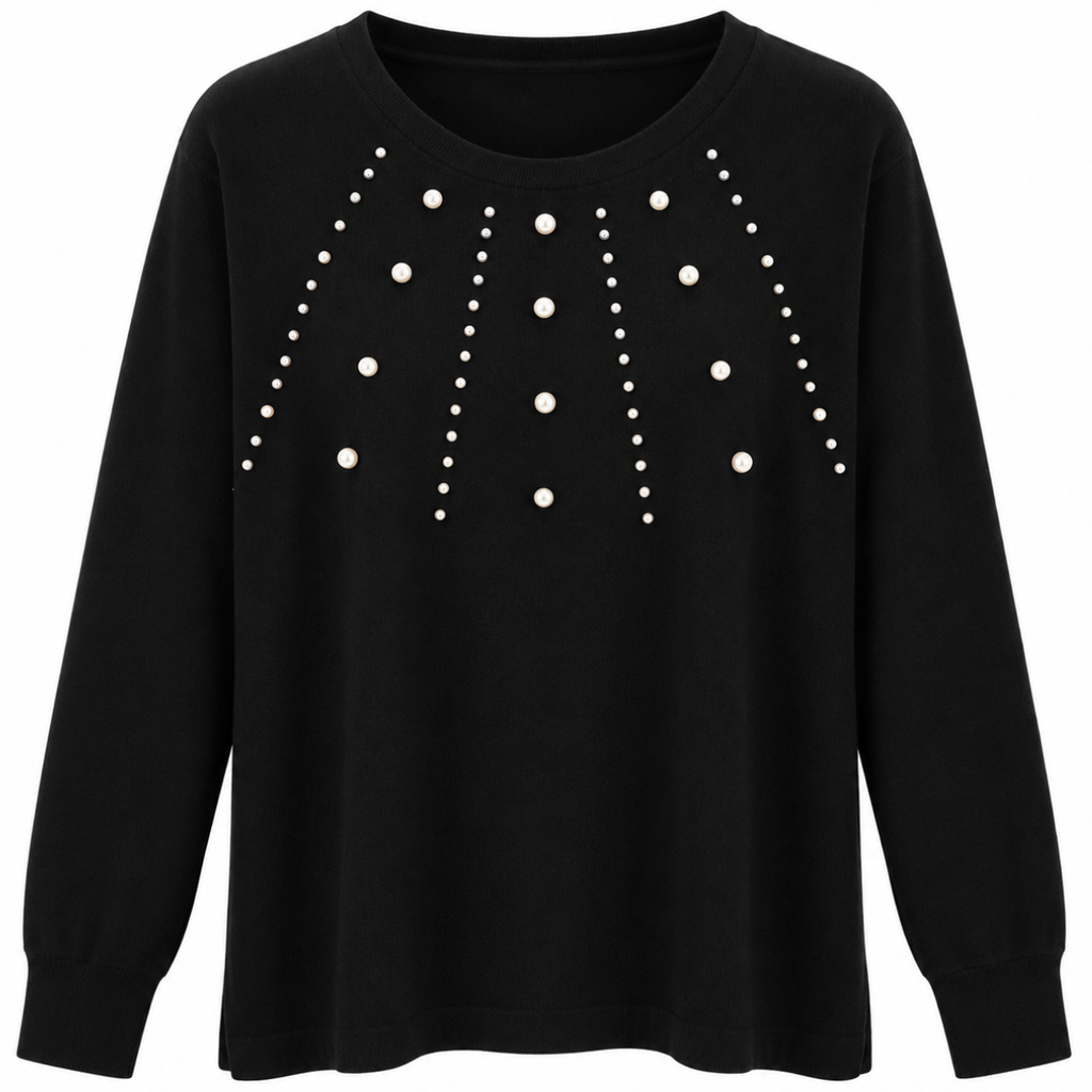 MAGLIA CON PERLE APPLICATE
