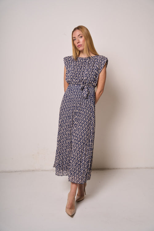 Abito Donna Midi con Fantasia Geometrica