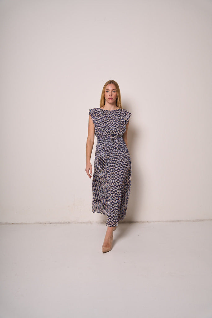 Abito Donna Midi con Fantasia Geometrica