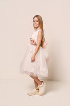 Abito Bambina Cerimonia in Tulle con Dettaglio Floreale