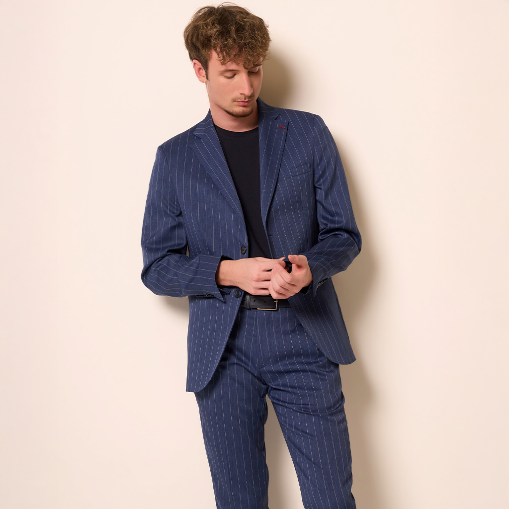 Abito Gessato Blu Slim Fit Etrurio