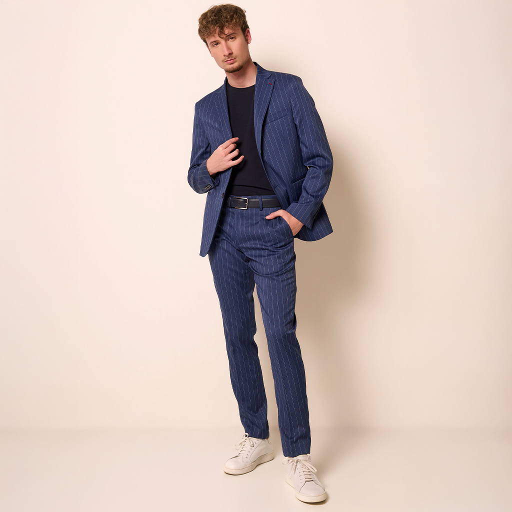 Abito Gessato Blu Slim Fit Etrurio