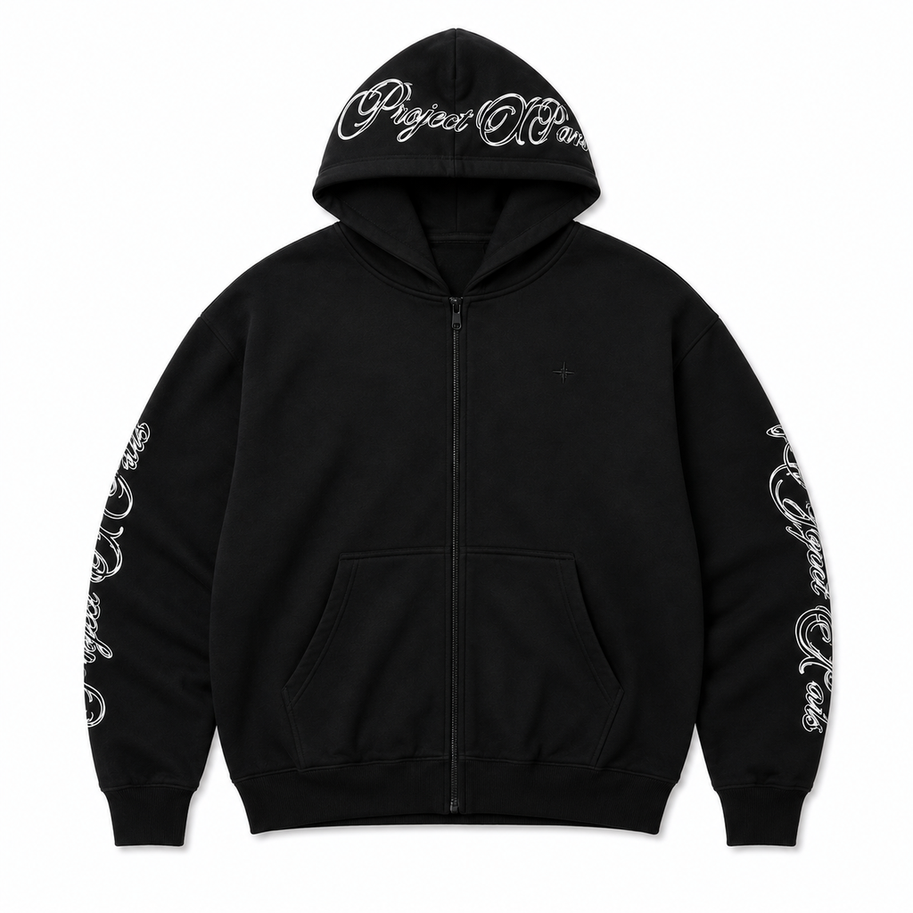 FELPA ZIP RICAMATA CON CAPPUCCIO PXP