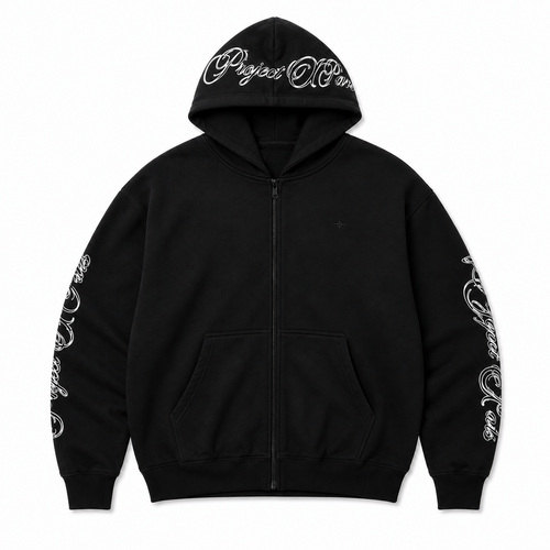 FELPA ZIP RICAMATA CON CAPPUCCIO PXP