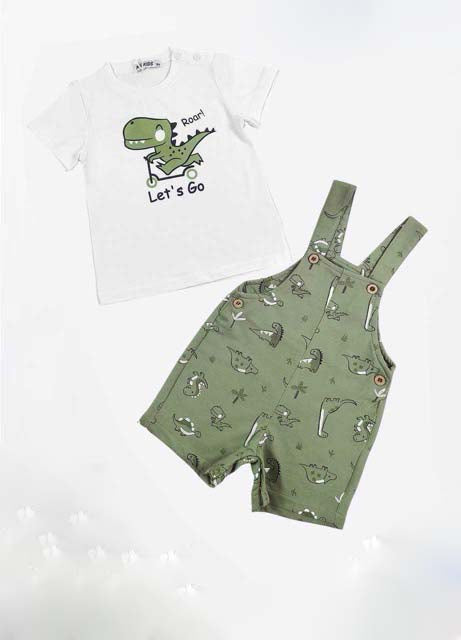 Completino con salopette con Dinosauri