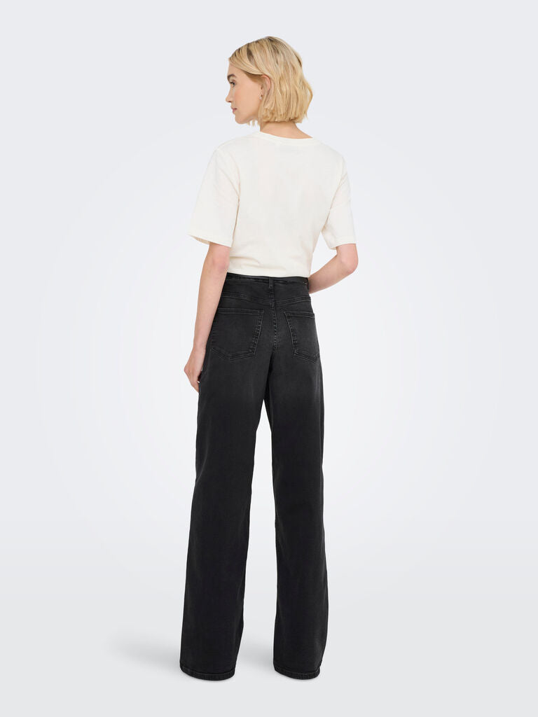 Jeans Donna Wide Leg a Vita Alta – Nero Lavaggio Scuro