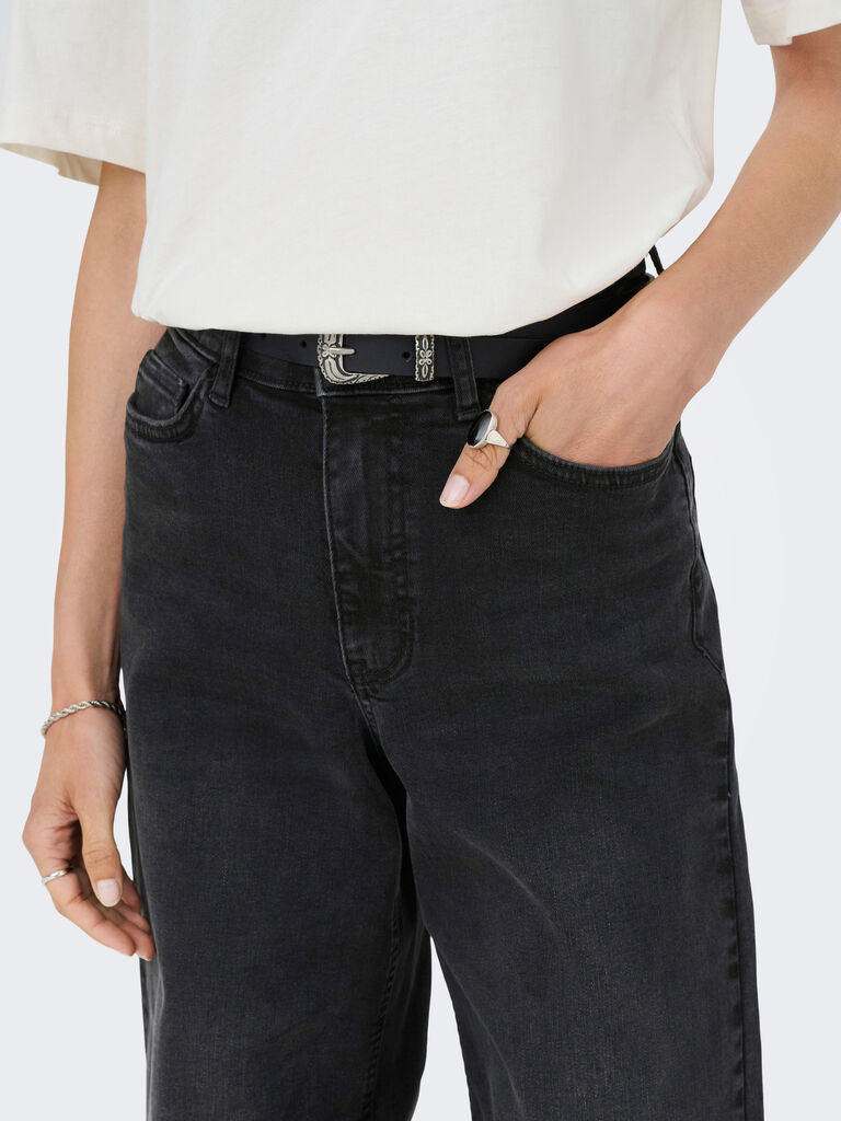 Jeans Donna Wide Leg a Vita Alta – Nero Lavaggio Scuro