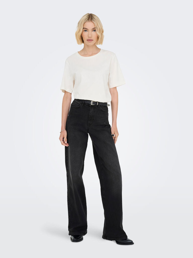 Jeans Donna Wide Leg a Vita Alta – Nero Lavaggio Scuro
