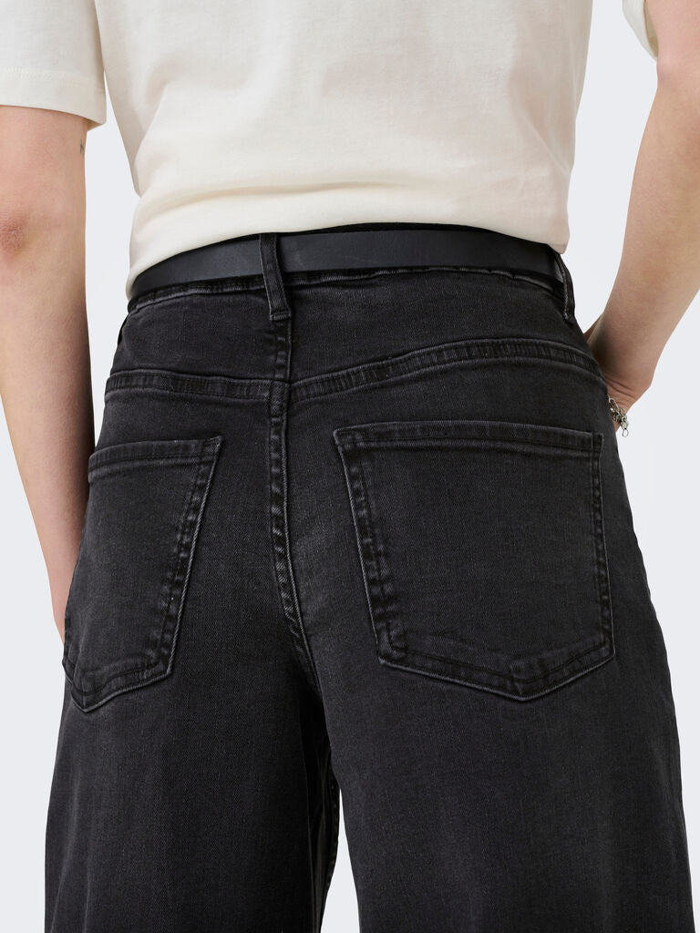 Jeans Donna Wide Leg a Vita Alta – Nero Lavaggio Scuro