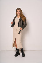 Gonna Midi Donna in Maglia con Spacco