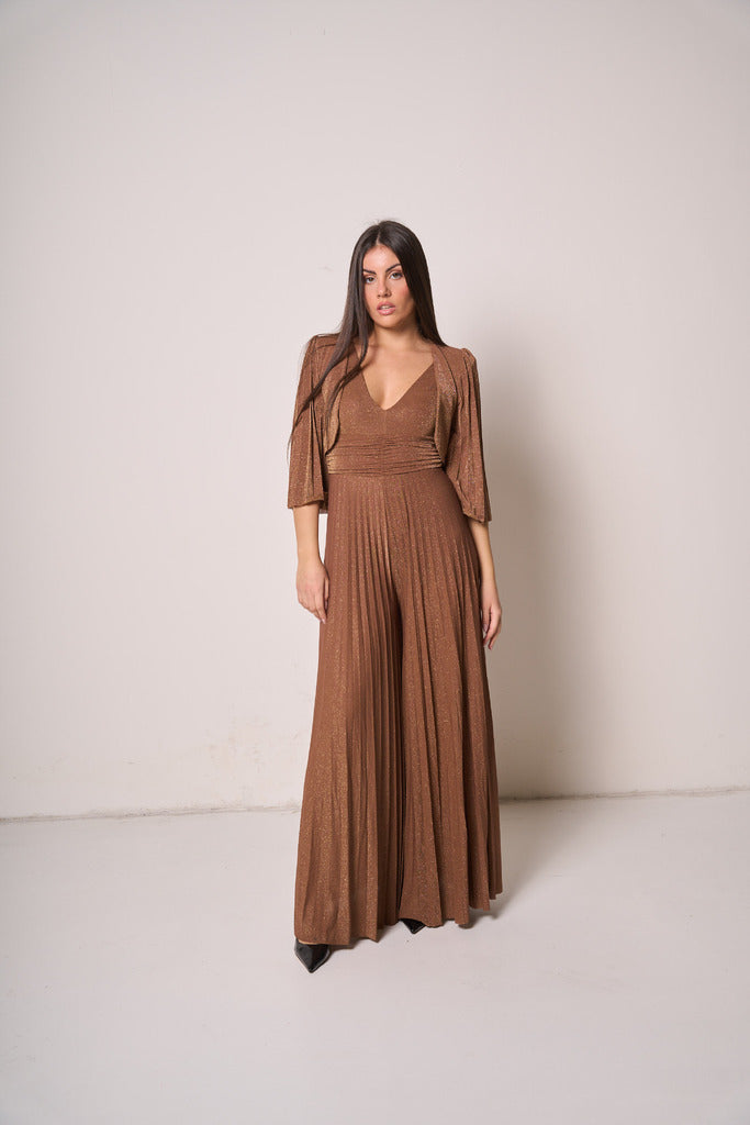 Tuta Lunga Donna Lurex con Pantalone Plissé