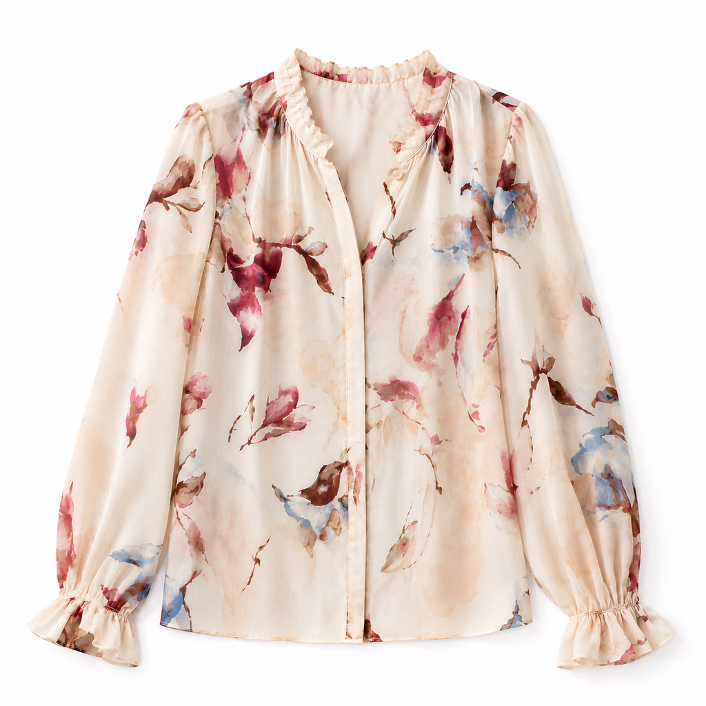 Blusa Donna Fantasia Floreale con Maniche a 3/4