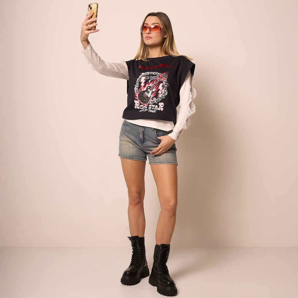 T-shirt Rock & Roll Stampa Grafica
