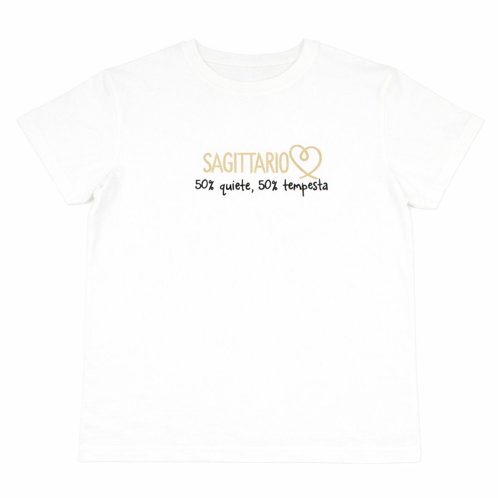 T-shirt bianca “Sagittario” con stampa segno zodiacale