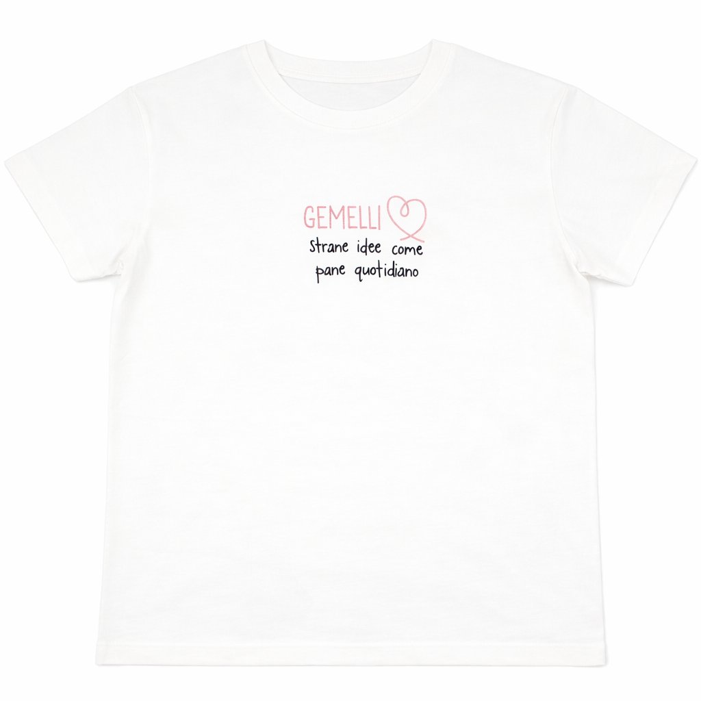T-shirt bianca “Gemelli” con stampa segno zodiacale