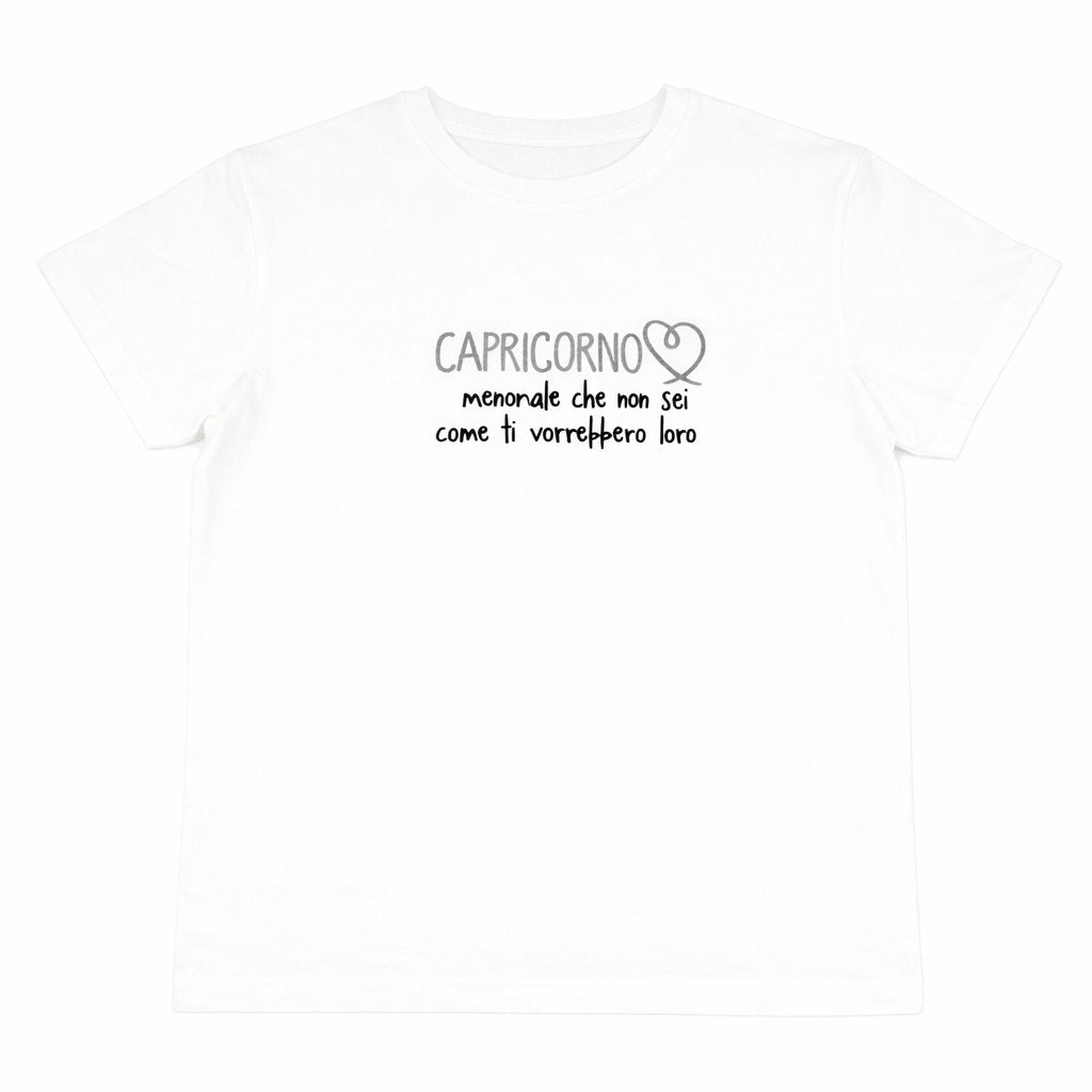 T-shirt bianca “Capricorno” con stampa segno zodiacale