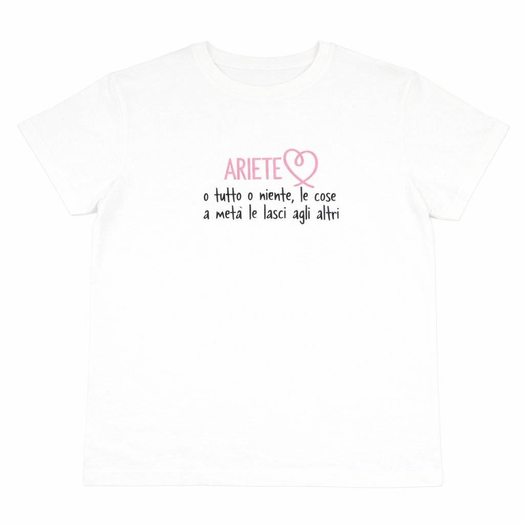 T-shirt bianca “Ariete” con stampa segno zodiacale