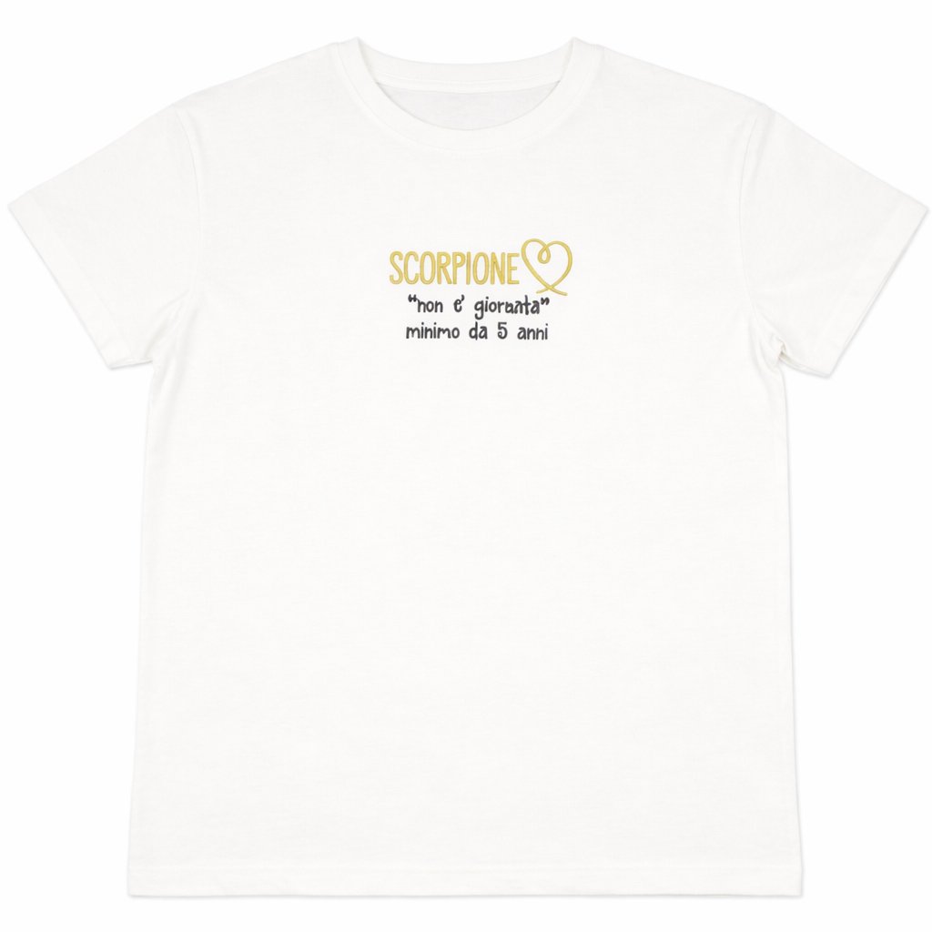 T-shirt bianca “Scorpione” con stampa segno zodiacale