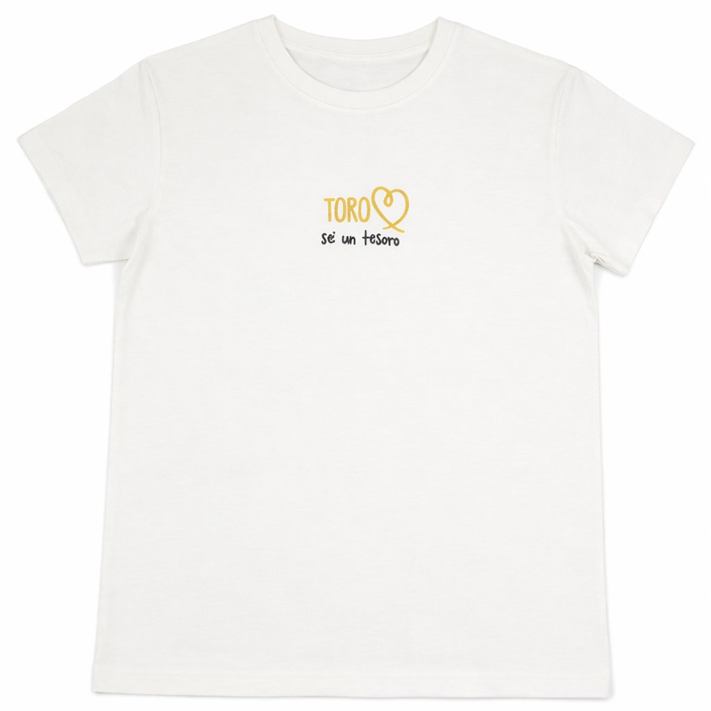 T-shirt bianca “Toro” con stampa segno zodiacale
