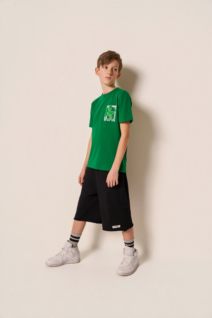 T-shirt Bambino Verde con Stampa Grafica