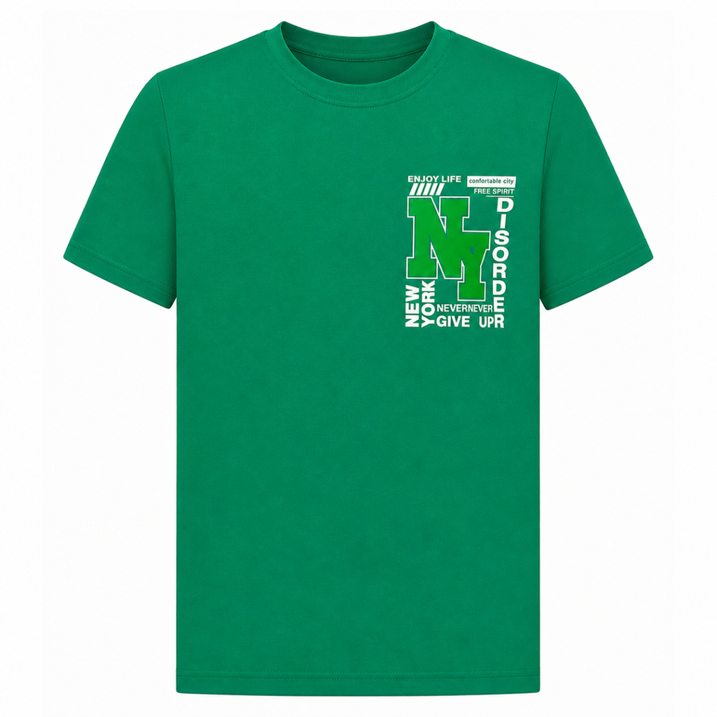 T-shirt Bambino Verde con Stampa Grafica