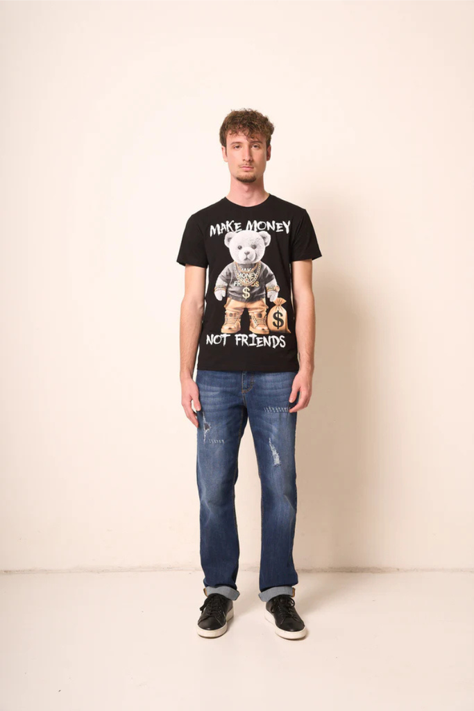 T-Shirt Uomo Nera con Stampa Grafica