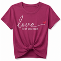T-SHIRT CON NODO SCRITTA LOVE