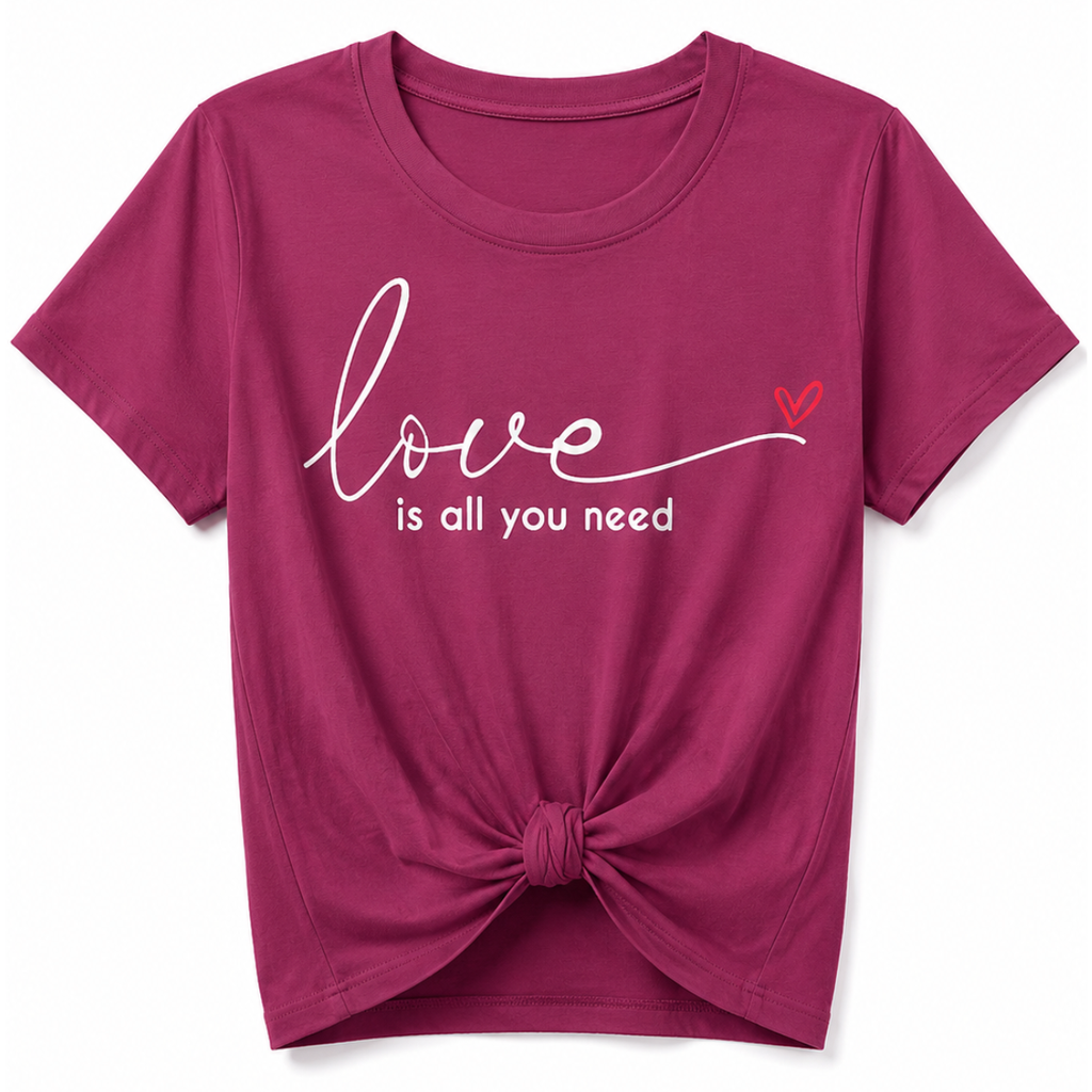 T-SHIRT CON NODO SCRITTA LOVE