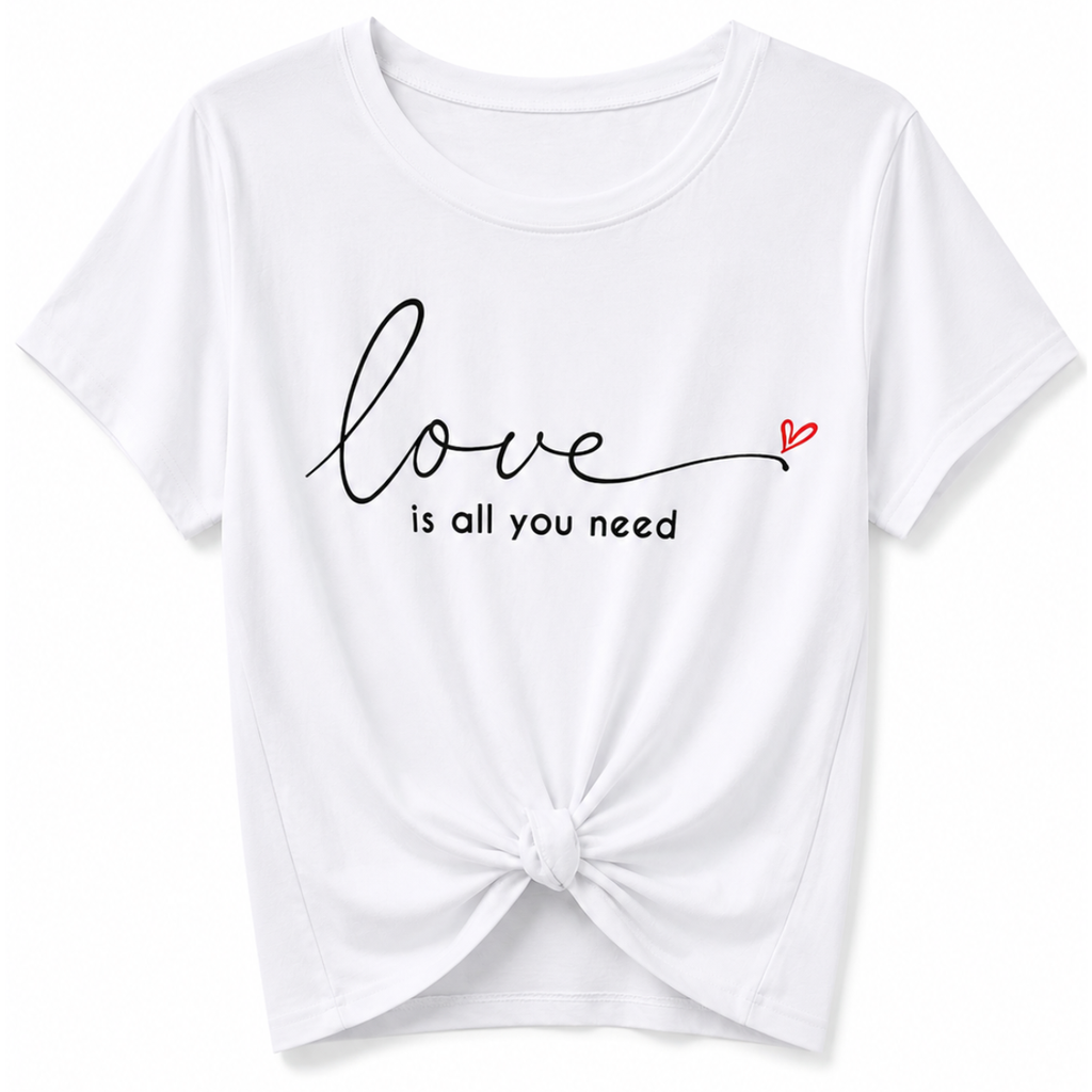T-SHIRT CON NODO SCRITTA LOVE
