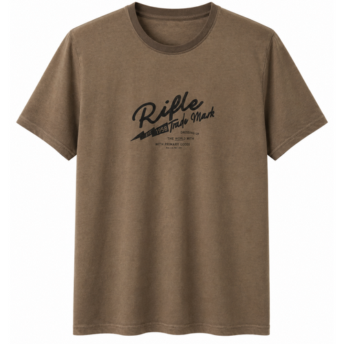 T-SHIRT MARRONE CON STAMPA