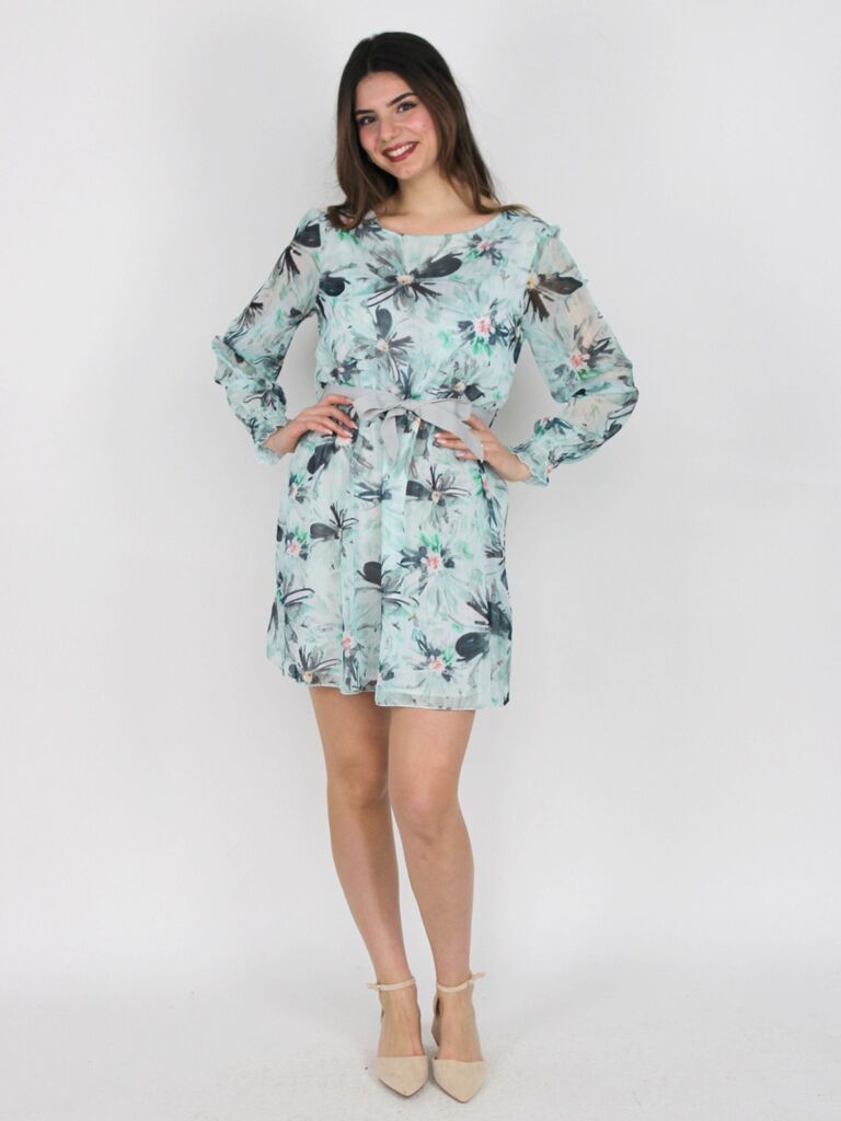 Vestito a fiori con fiocco
