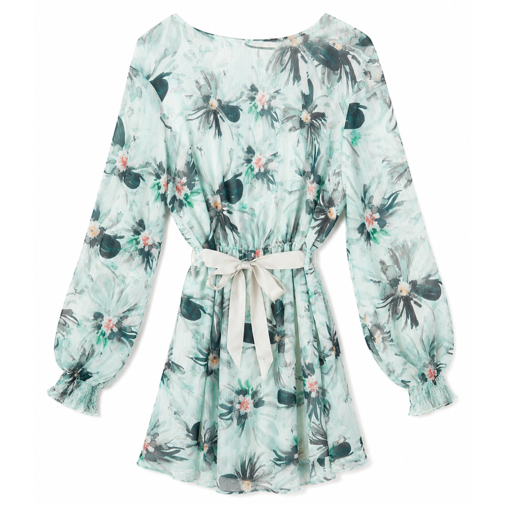 Vestito a fiori con fiocco