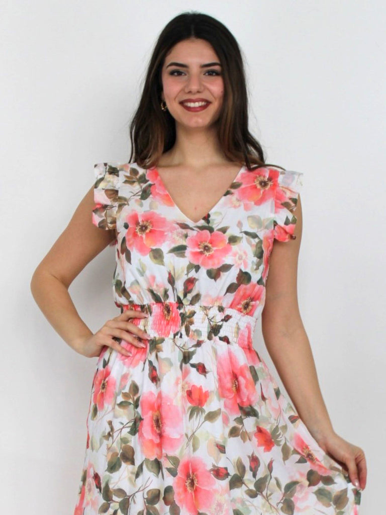 Abito floreale con rouge