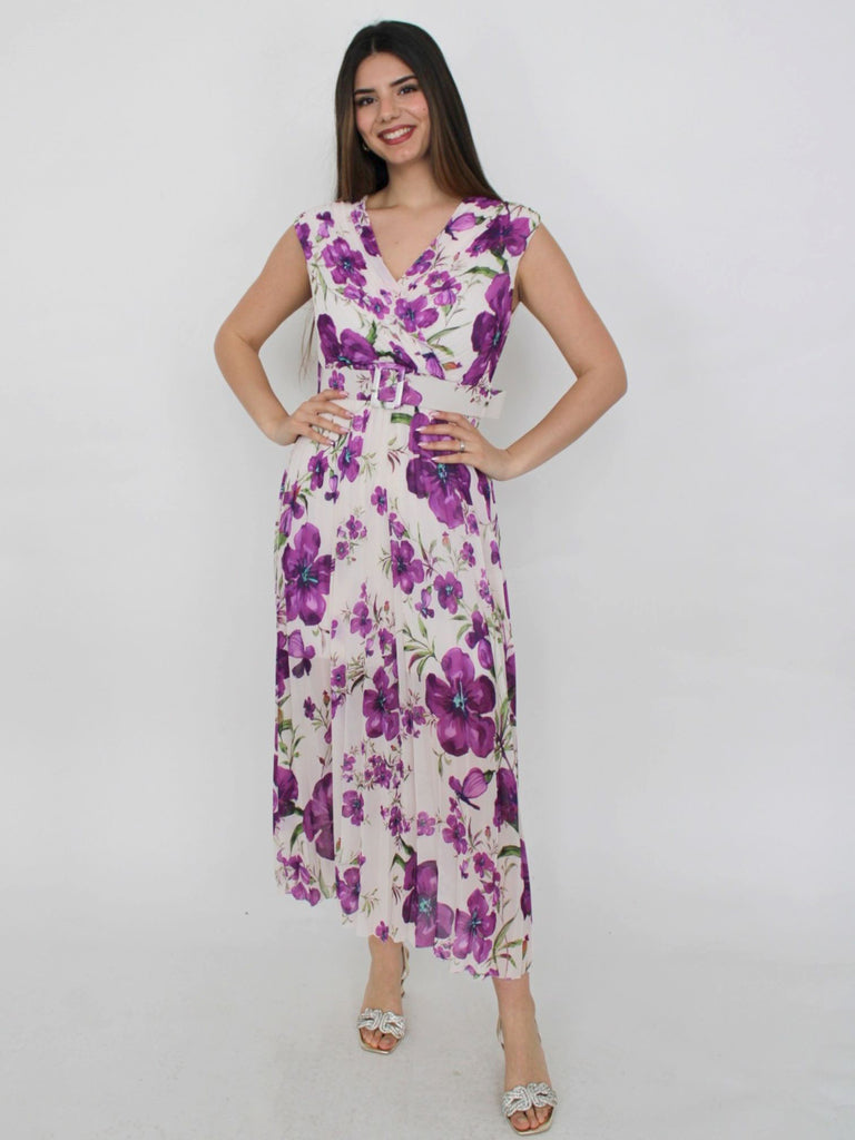 Vestito a fiori con cintura