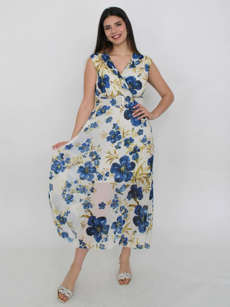 Vestito a fiori con cintura