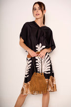Abito midi con cintura in pelle