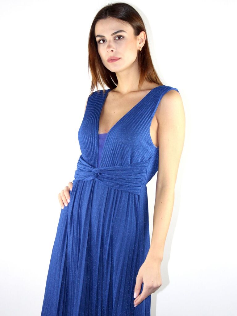 Abito in lurex con nodo in vita