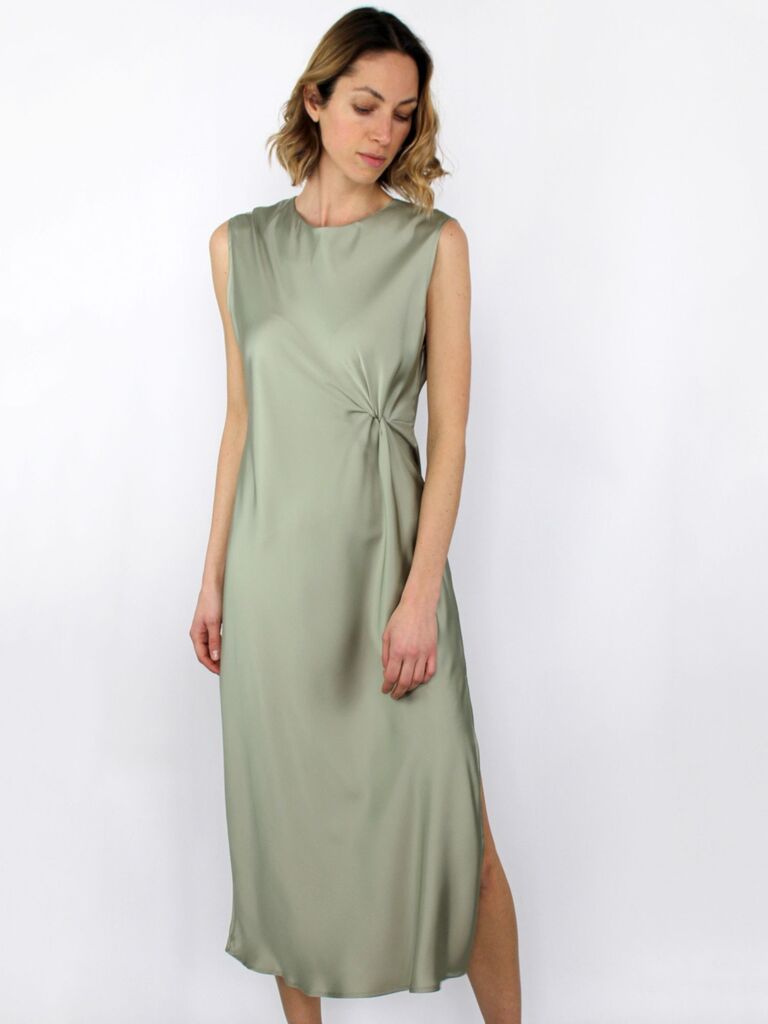 Vestito effetto raso con nodo