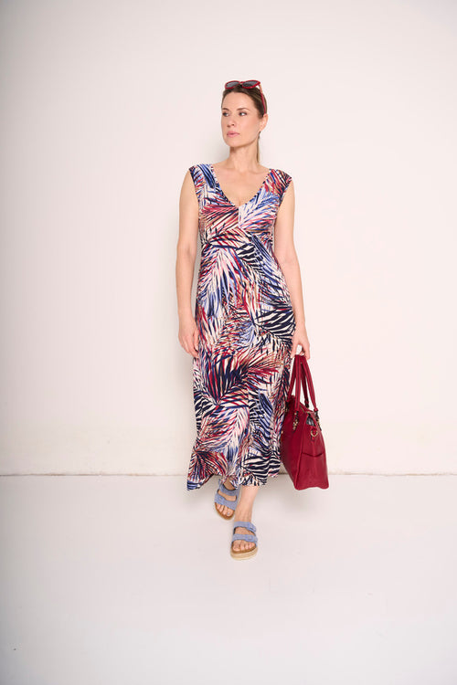 Abito lungo tropical chic con scollo a V