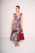 Abito lungo tropical chic con scollo a V