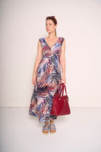 Abito lungo tropical chic con scollo a V