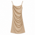 Abito corto beige drappeggiato