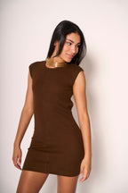 Abito Mini in maglia marrone